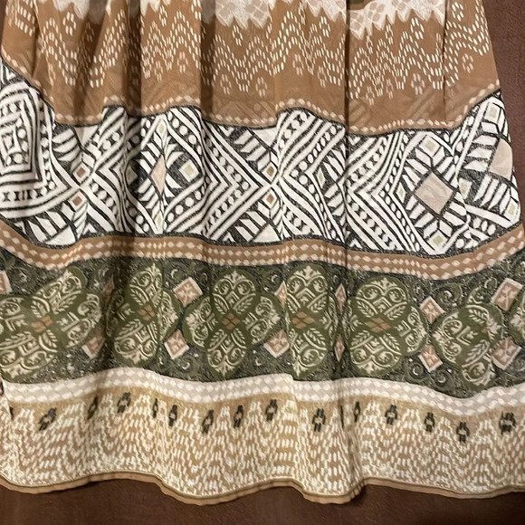 Flowy sheer womens blouse shirt top army green mustard white size m or lg - Picture 3 of 5